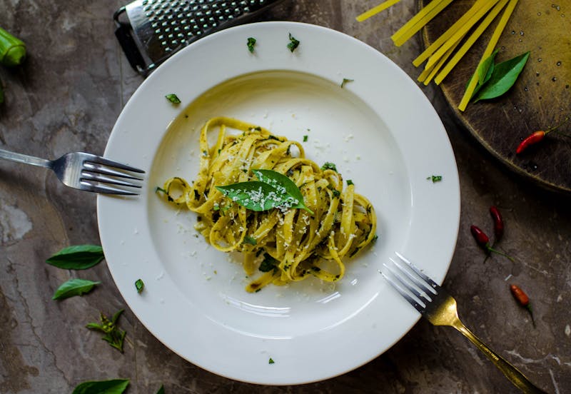 Pesto Pasta Primavera with vegetables